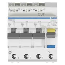 hager Fehlerstrom-Leitungsschutzschalter, FiLS-Schalter, 3x(1P+N) 6kA B-16A 30mA Typ A... HAGER-ADZ316D 3250611020158 (Abb. 1)