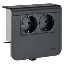 hager Geräteträger Steckdose 2-fach vorverdrahtet Steckklemmen zu SL 20x55mm gsch... HAGER-SL200559009011 4012740894371 (Abb. 1)