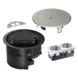hager Installationsdose R02, 2x SCHUKO, Keystone Typ 01 2-f, Metall Tubus silber... HAGER-BSR02D02 4012740028660 (Abb. 1)