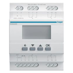 hager Digitale Multifunktions-Zeitschaltuhr für Hutschiene mit Bluetooth, 4-Kanal... HAGER-EGN400 3250617579926 (Abb. 1)