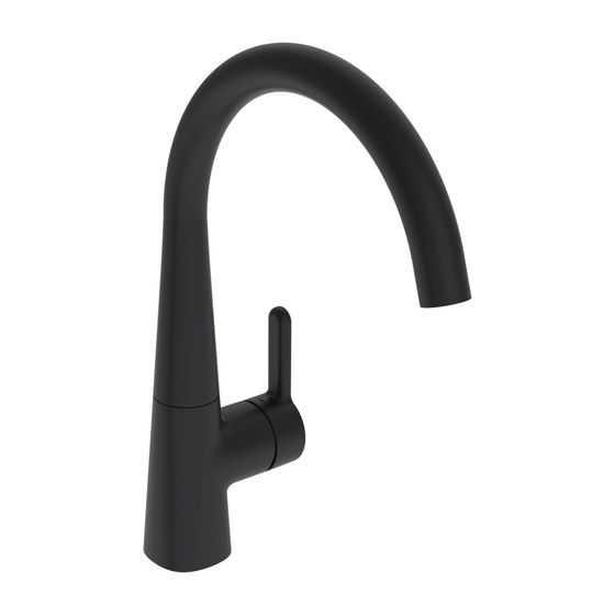 Hansa Designo Style Einhebel-Küchenarmatur, Standmontage, schwenkbarer Auslauf, Matt-Schwarz, 5101228333