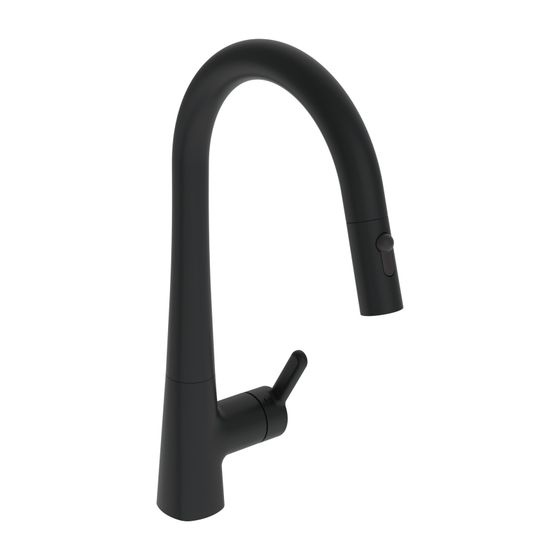 Hansa Designo Style Einhebel-Küchenarmatur, Standmontage, ausziehbar, Matt-Schwarz, 5136228333
