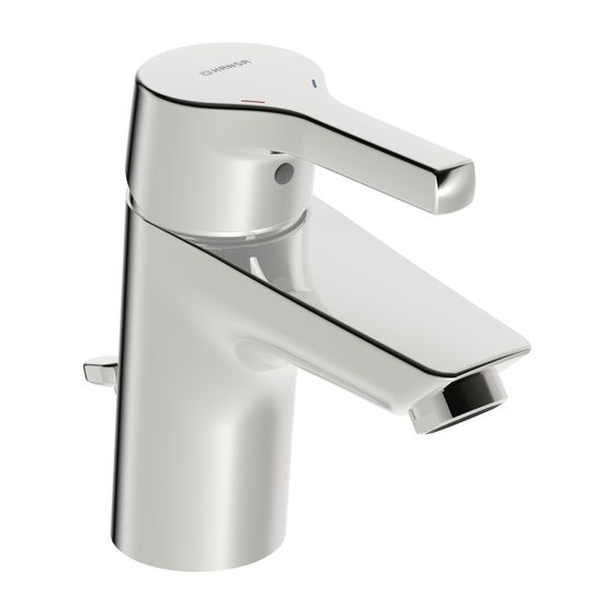 Hansa Paleno Einhebel-Waschtischarmatur, Standmontage, DN 15, Ausladung 103mm, mit Zugstangen-Ablaufgarnitur, Chrom, 56352203