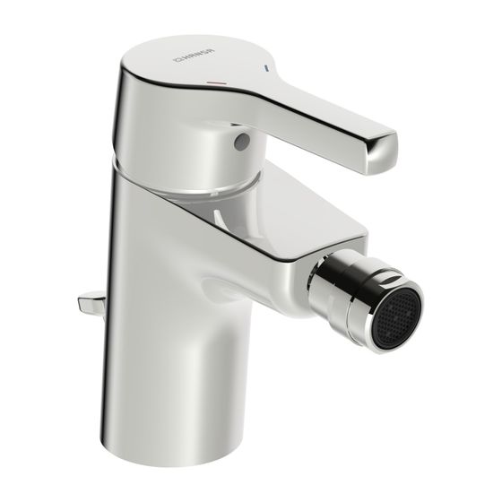 Hansa Paleno Einhebel-Bidetarmatur, Standmontage, Zugstangen-Ablaufgarnitur, Ausladung 106mm, DN 15, Chrom, 56443203