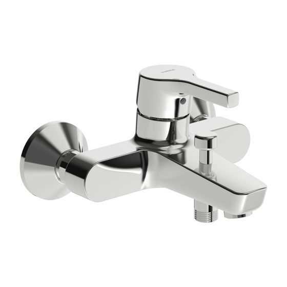 Hansa Paleno Einhebel-Wannen- und Brausearmatur, Wandmontage, DN 15, Ausladung 164mm, mit Temperaturbegrenzer, Chrom, 56452103