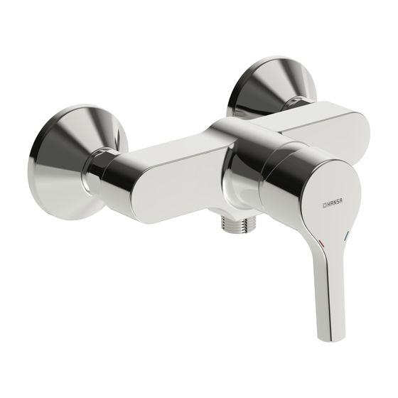 Hansa Paleno Einhebel-Brausearmatur, Wandmontage, mit Temperaturbegrenzer, Ausladung 57mm, DN 15, Chrom, 56470103