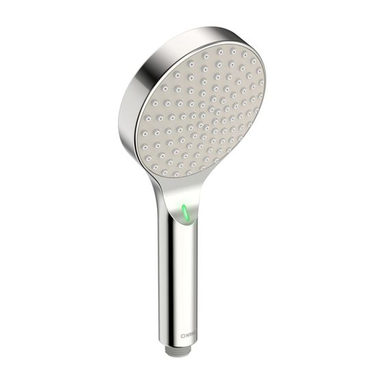 Hansa ActiveJet Handbrause Digital mit Bluetooth und Display, Smarte Duschbrause mit Wasserkraft, Chrom/Hellgrau, 84310180