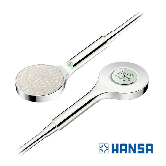 Hansa Activejet Handbrause Digital mit Bluetooth & Display chrom / hellgrau 84310180 Smarte Duschbrause mit Wasserkraft