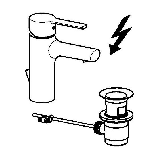 Hansa Ronda Einhebel-Waschtischbatterie, Niederdruck, Kupferrohr, Zugstangen-Ablaufgarnitur, Ausladung 100mm, Chrom
