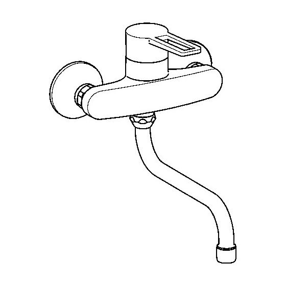 Hansa Twist Einhebelmischer Küchenarmatur 0969 Bügelhebel Ausladung 232mm DN15 Chrom
