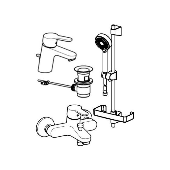 Hansa Primo Badezimmer Armaturen Paket, DN 15, Chrom, 49000000