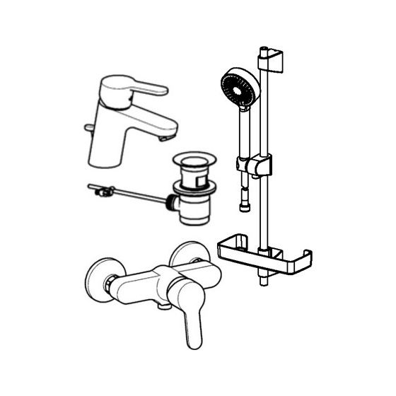 Hansa Primo Badezimmer Armaturen Paket, DN 15, Chrom, 49010000