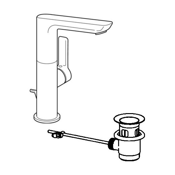 Hansa Ligna Einhebelmischer Waschtischbatterie, Zugstangen-Ablaufgarnitur, Ausladung 116mm, DN 15, Chrom, 55302203