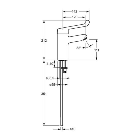 Hansa Medipro Einhebel-Waschtischbatterie, Kupferrohr, Bedienhebel lang, Ausladung 120mm, DN 15, Chrom, 01712192