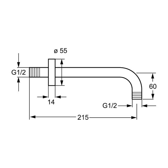 Hansa Jet Brausearm ohne Kopfbrause 0411 Rosette rund G1/2xG1/2 Ausladung 200mm Chrom