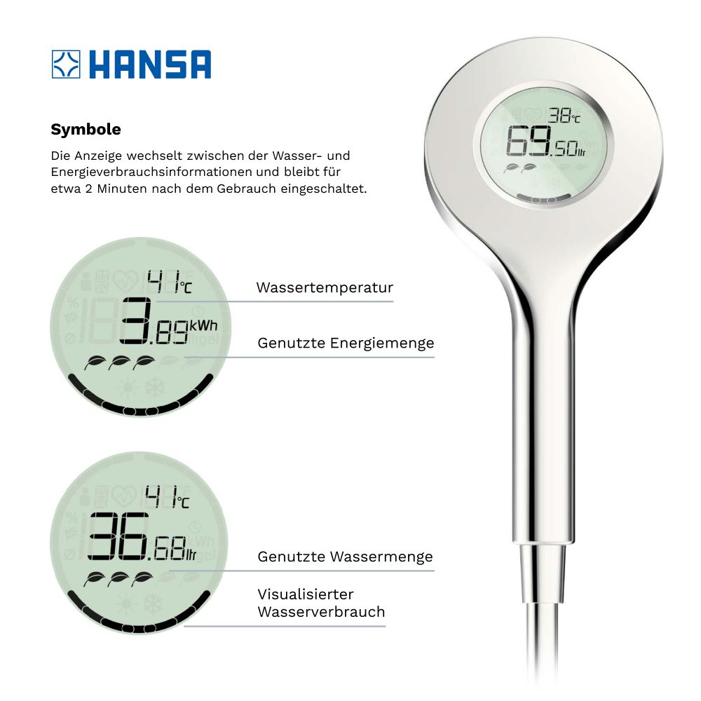 Hansa Activejet Handbrause Digital mit Bluetooth & Display chrom / hellgrau 84310180 Sm... HANSA-84310180 4057304015618 (Abb. 4)