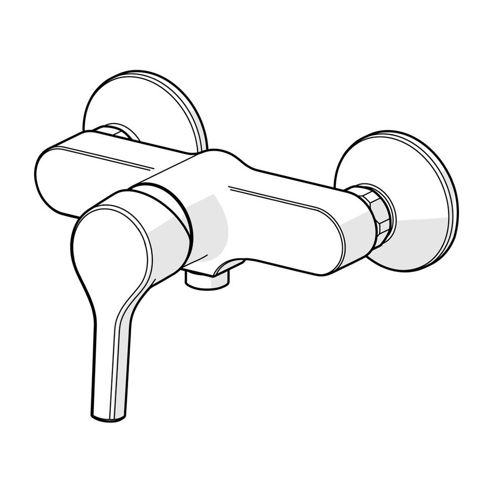 Hansa Paleno Einhebel-Brausearmatur, Wandmontage, mit Temperaturbegrenzer, Ausladung 57... HANSA-56470103 4057304012242 (Abb. 2)