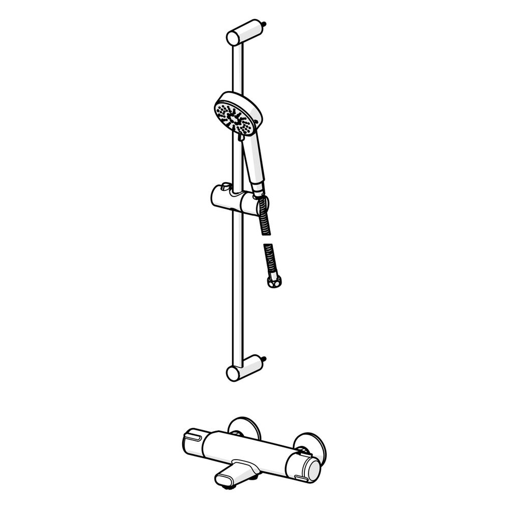 Hansa Basic Wanne und Brause-Armatur mit Brausestangengarnitur, 3-strahlig, Ausladung 1... HANSA-55162131 4057304019180 (Abb. 5)