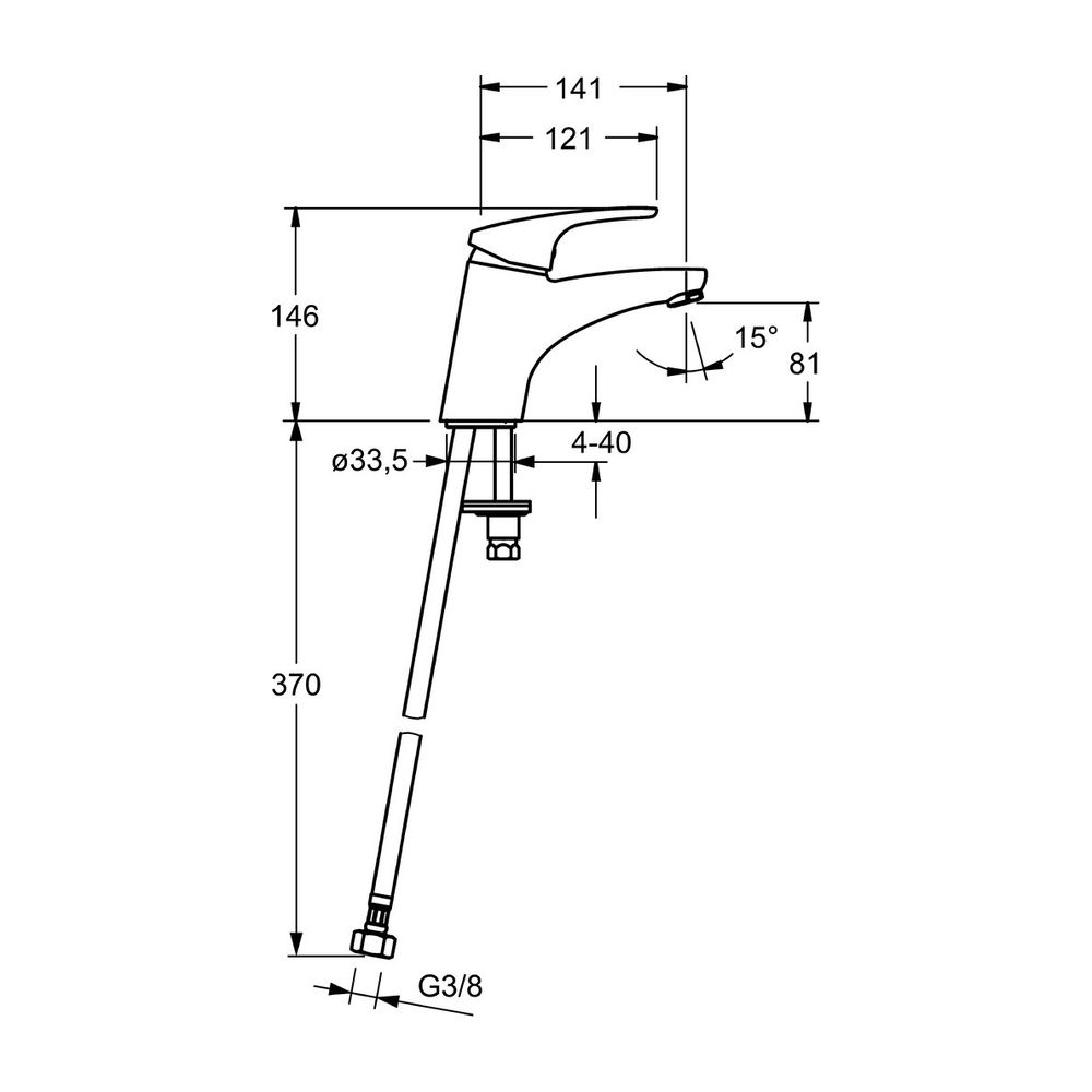 Hansa Mix Einhebelmischer Waschtischbatterie 0108 Ausladung 141mm DN15 Chrom... HANSA-01082283 4015474271098 (Abb. 3)