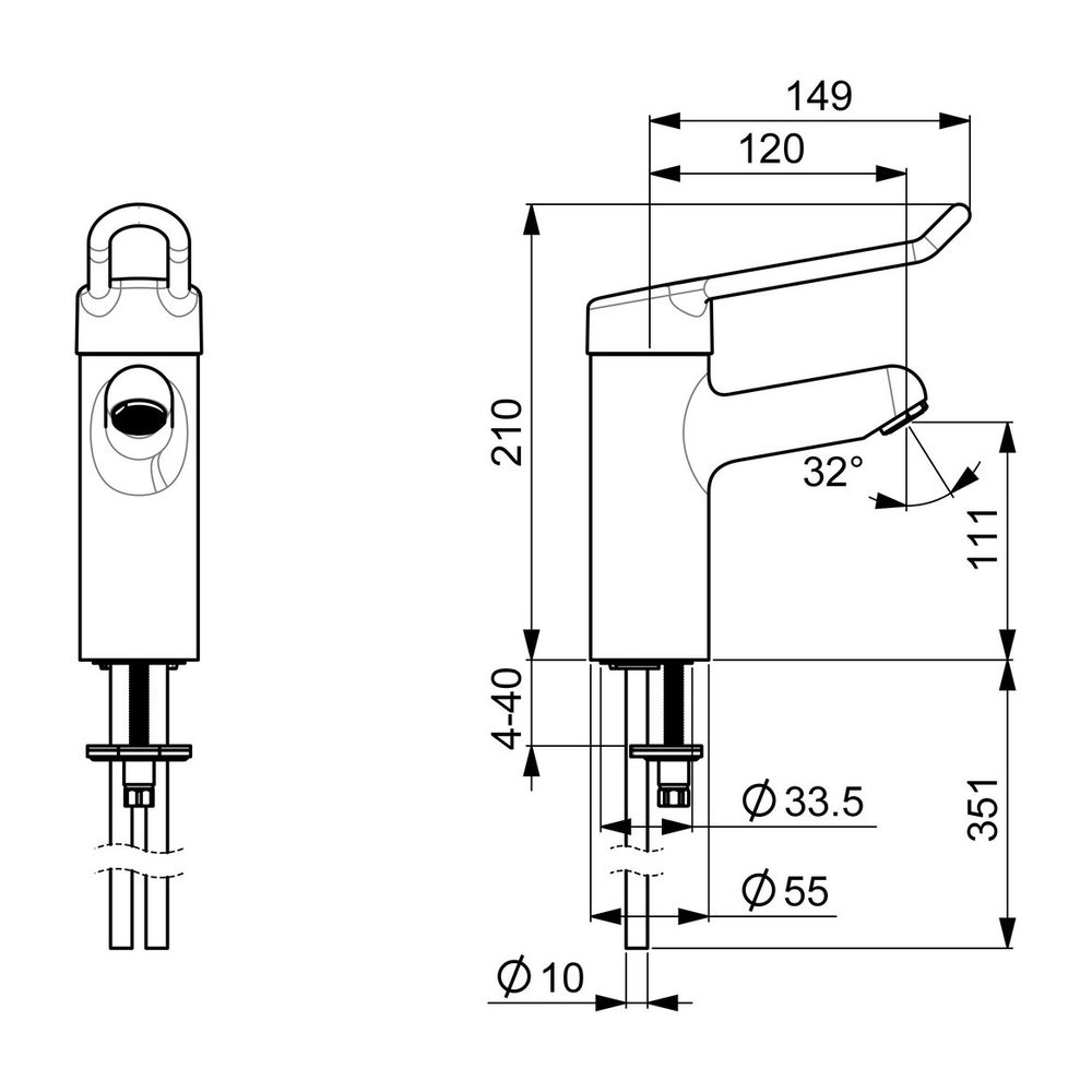 Hansa Medipro Einhebelmischer Waschtischbatterie 0162 Kupferrohr Bügelhebel Bedienhebel... HANSA-01622195 4015474267015 (Abb. 3)