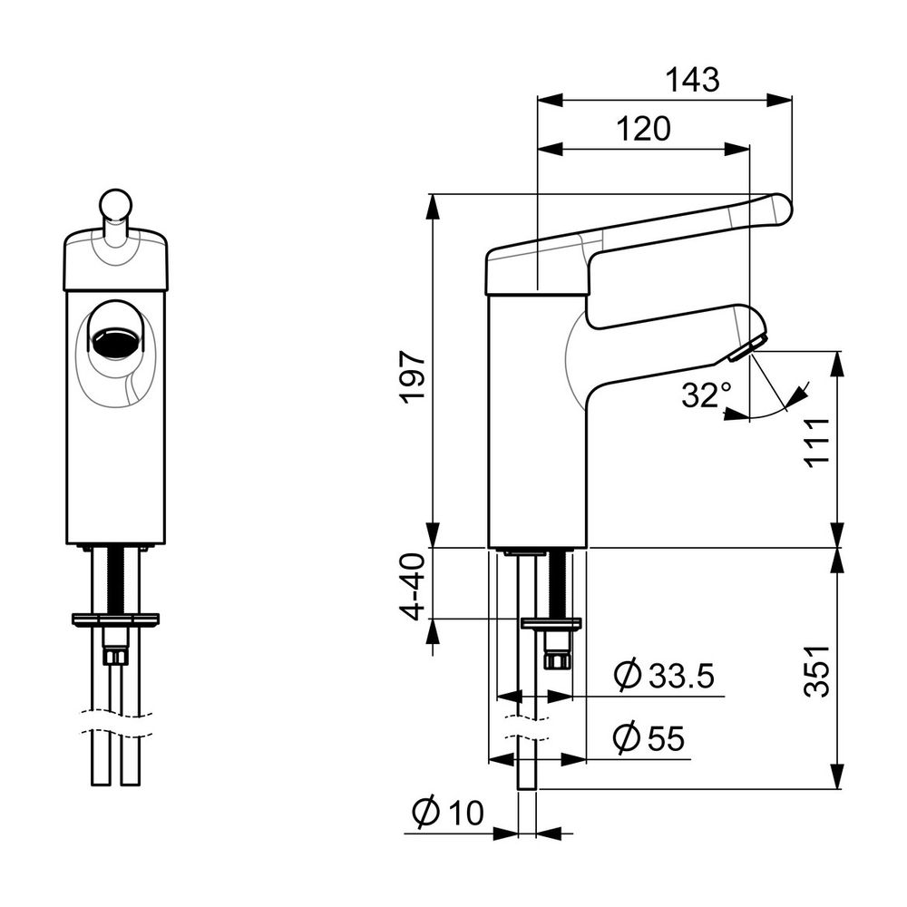 Hansa Medipro Einhebelmischer Waschtischbatterie 0162 Kupferrohr Bedienhebel lang Ausla... HANSA-01622196 4015474267039 (Abb. 3)