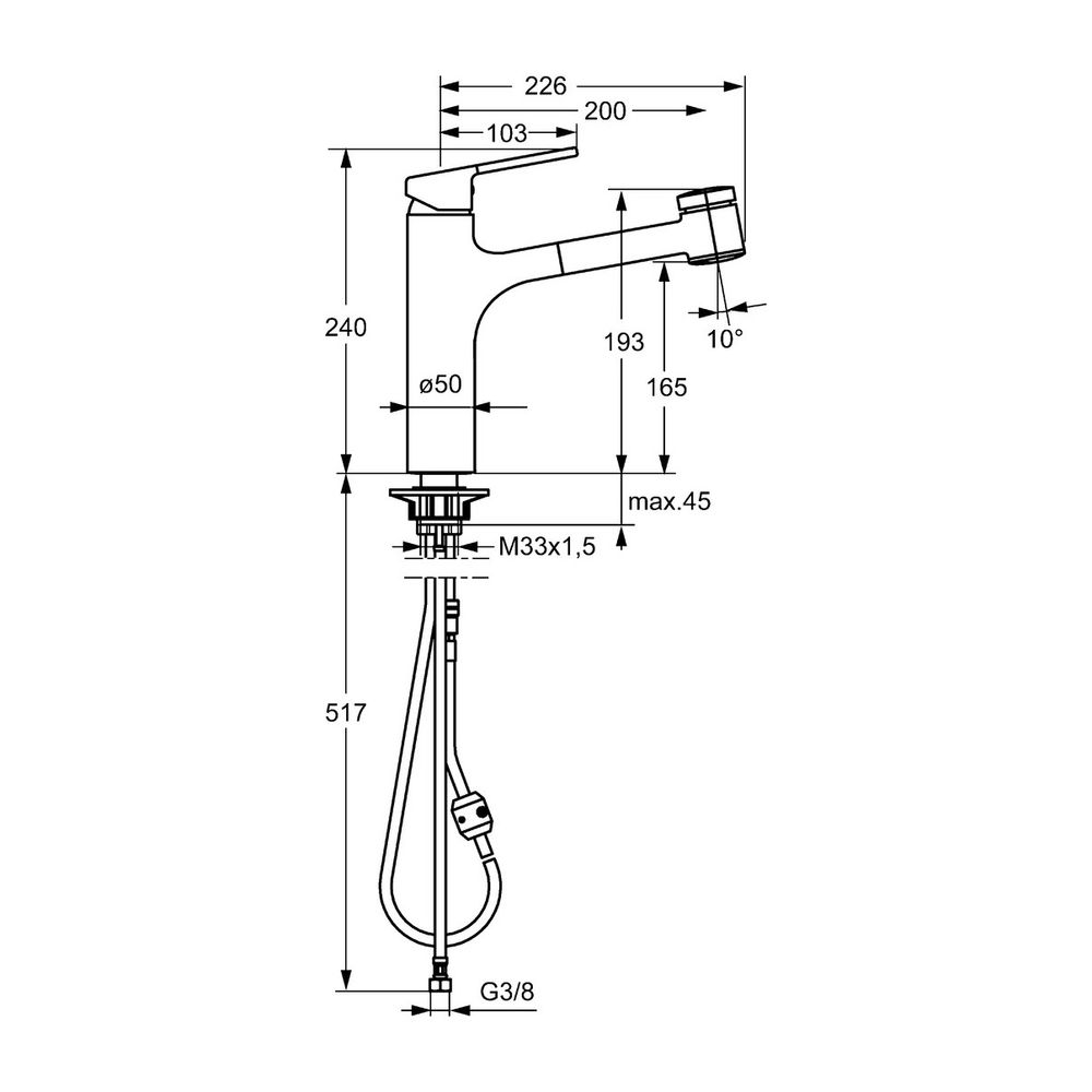 Hansa Ronda Einhebelmischer Küchenarmatur 0338 2-strahlig Ausladung 200mm DN15 Chrom... HANSA-03382273 4015474263192 (Abb. 3)