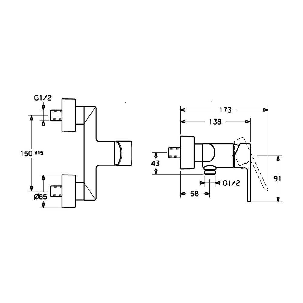 Hansa Ronda Einhebelmischer Brausebatterie 0367 DN15 Chrom... HANSA-03670173 4015474212770 (Abb. 3)