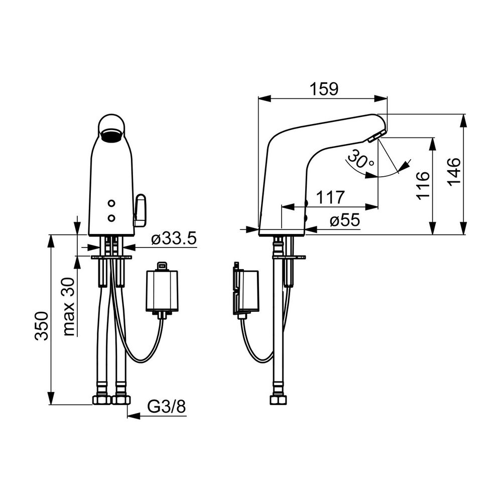 Hansa Medipro Waschtischbatterie 0567 6V Bluetooth Ausladung 117mm DN15 Chrom... HANSA-05672119 4057304005039 (Abb. 3)