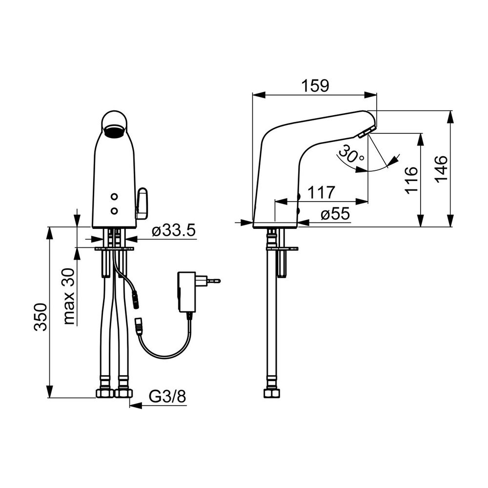 Hansa Medipro Waschtischbatterie 0567 230/9V Bluetooth Ausladung 117mm DN15 Chrom... HANSA-05672129 4057304004995 (Abb. 3)