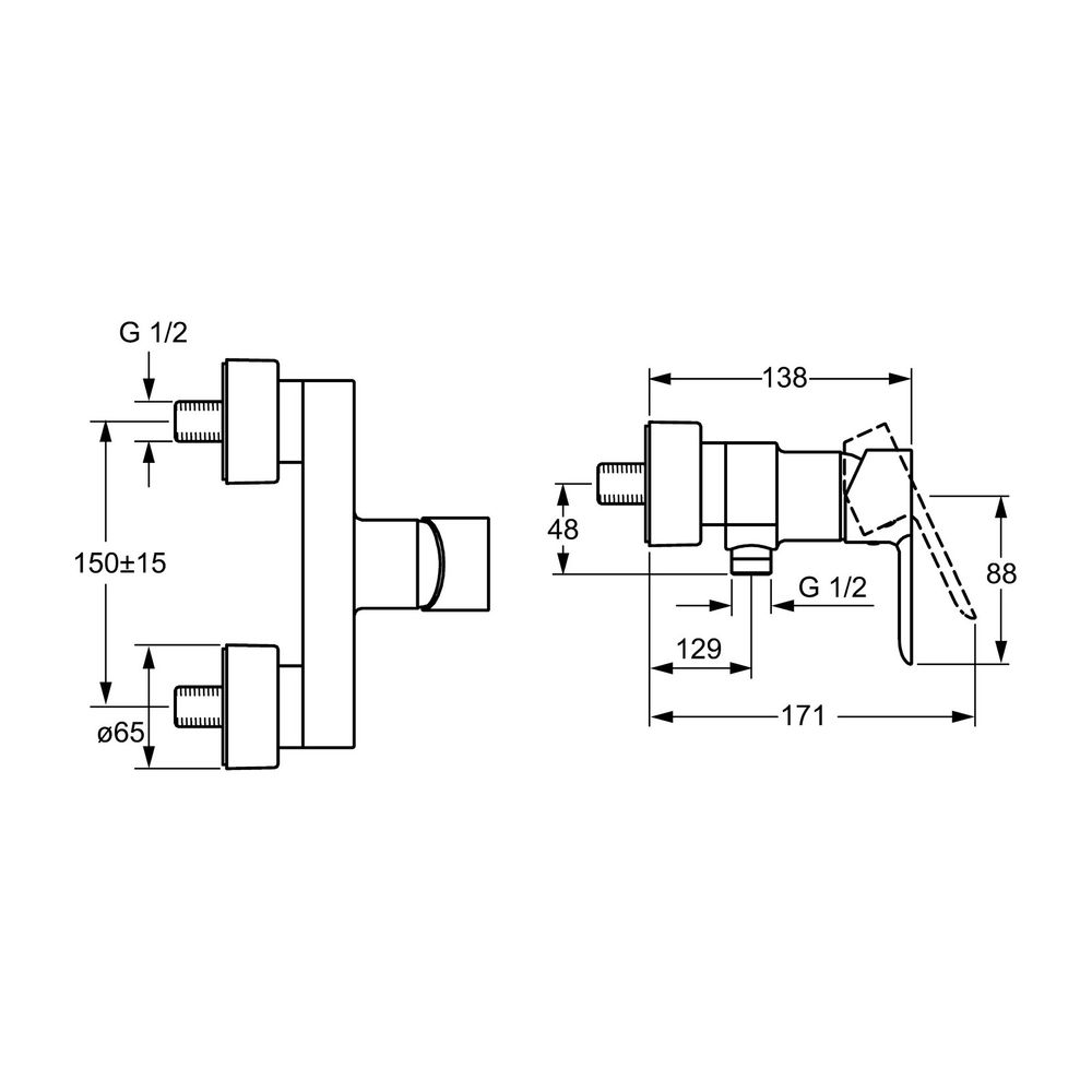 Hansa Ligna Einhebelmischer Brausebatterie 0667 DN15 Chrom... HANSA-06670103 4015474249387 (Abb. 3)