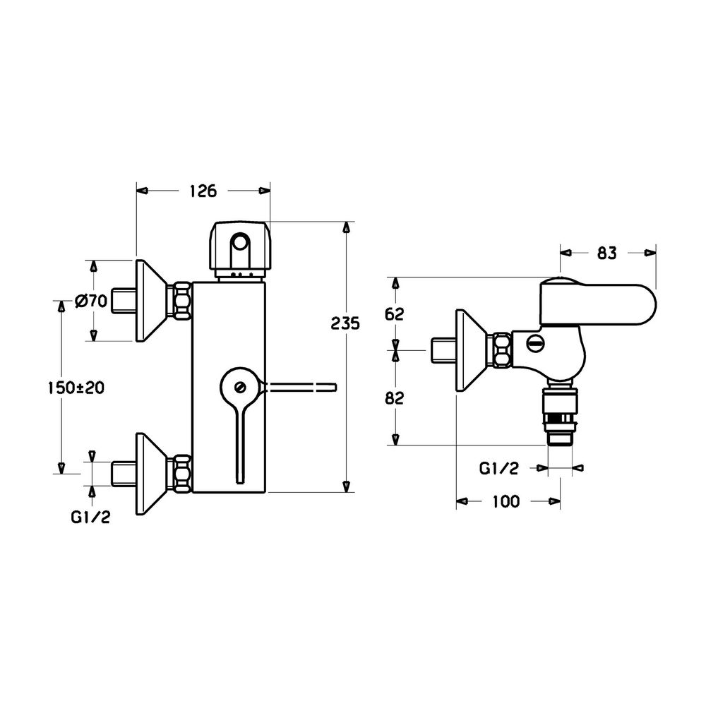 Hansa Tempra Brausebatterie 0824 mit Sicherungseinrichtung DN15 Chrom... HANSA-08240282 4015474658592 (Abb. 3)