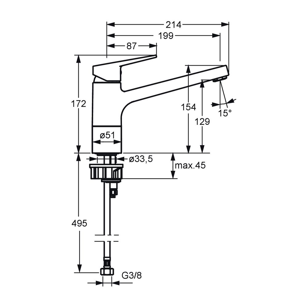 Hansa Twist Einhebelmischer Küchenarmatur 0914 Ausladung 199mm DN15 Matt-Schwarz... HANSA-0914228333 4057304014406 (Abb. 2)