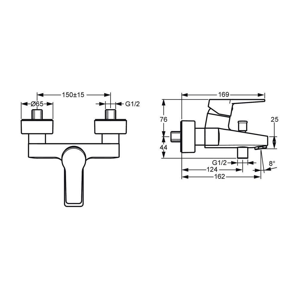 Hansa Twist Einhebelmischer Wannenfüll- und Brausebatterie 0974 Ausladung 162mm DN15 ... HANSA-0974218333 4057304014345 (Abb. 3)