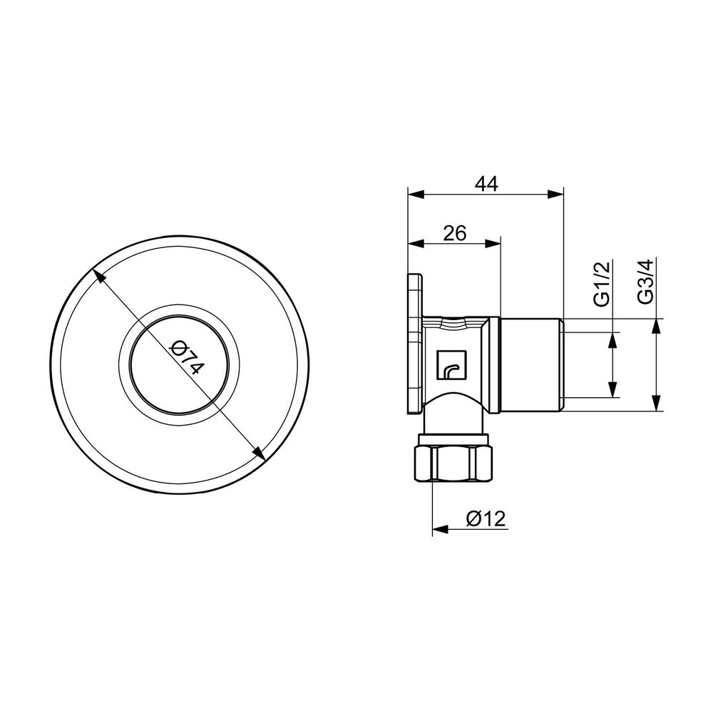 Hansa Winkelkupplung mit Absperrventil, G 3/4"/1/2"/D 12mm, Oras Group, Chrom, 290009... HANSA-290009 6414150103414 (Abb. 3)