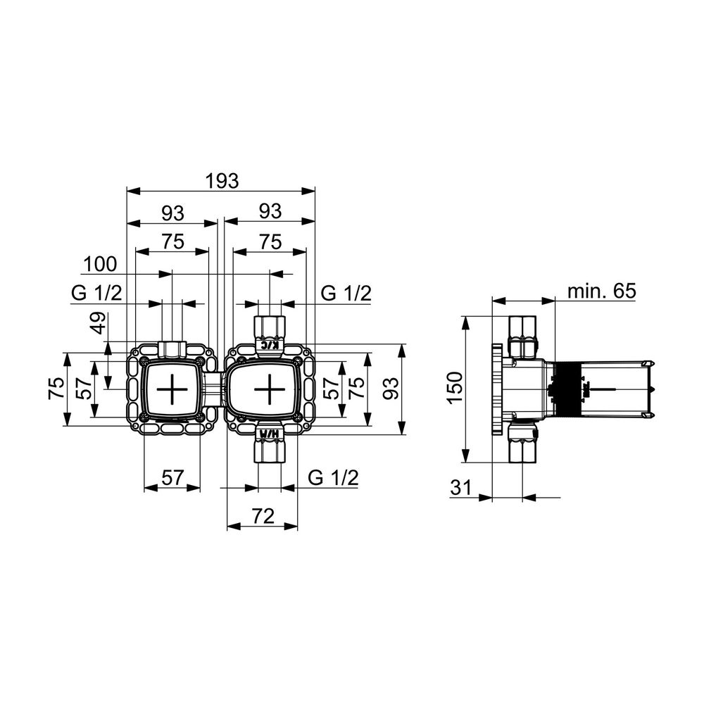 Hansa Matrix Unterputz-Rohbauset Brausearmatur 4402 DN15... HANSA-44020100 4057304007255 (Abb. 3)