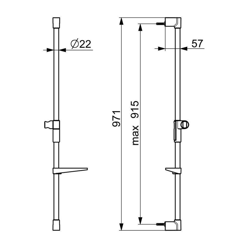 Hansa Duschstange Hansaviva, Länge 971mm, D 22mm, Chrom, 44130200... HANSA-44130200 4057304017988 (Abb. 3)