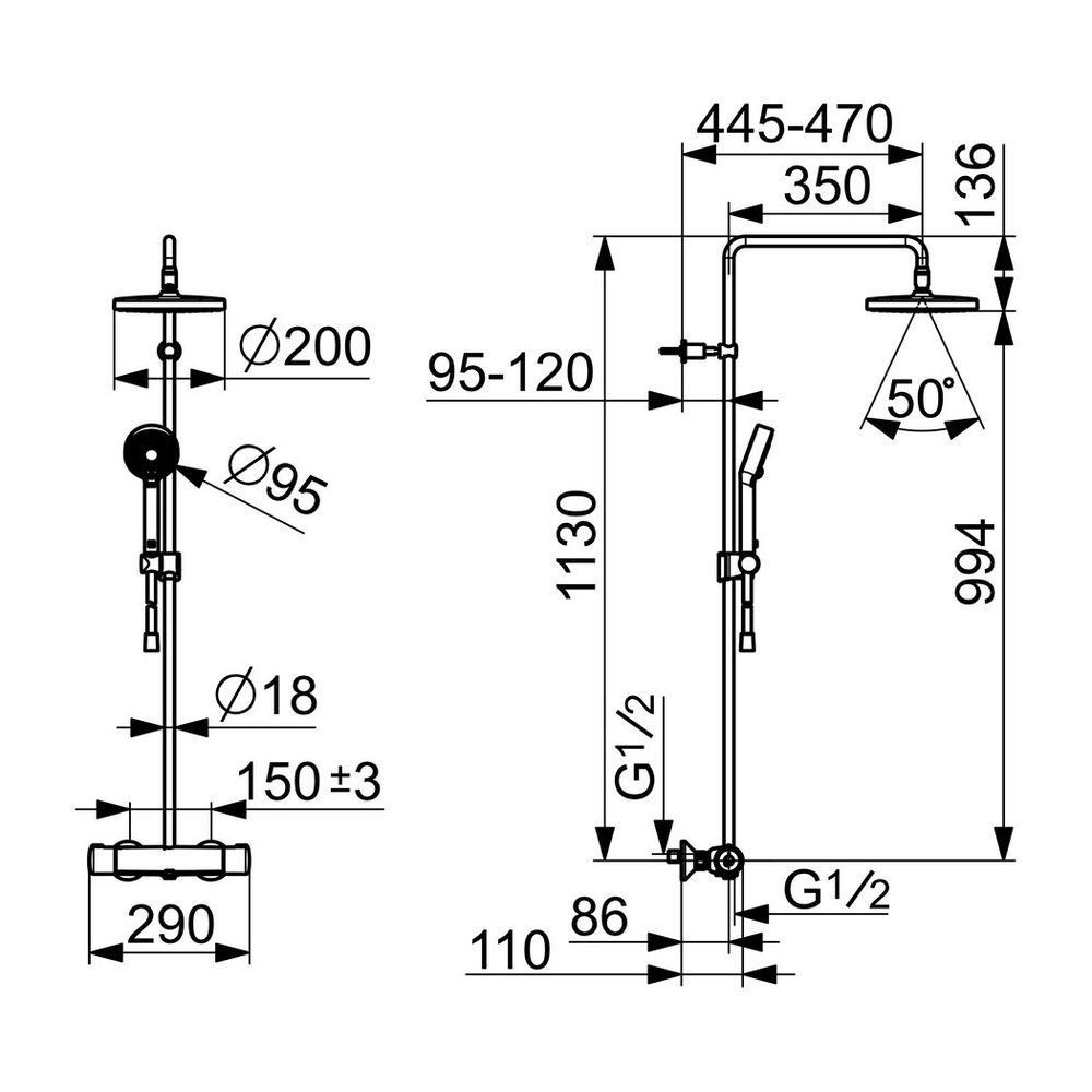 Hansa Micra Eco Regenbrause-Duscharmatur 4435 3-strahlig DN15 Chrom 7 l/min... HANSA-443501300007 4057304018497 (Abb. 3)