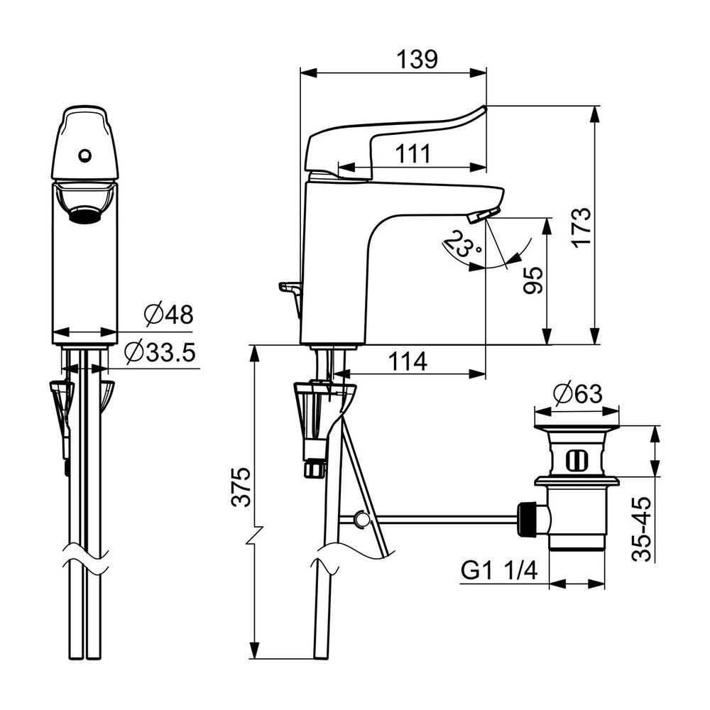 Hansa Clinica Einhebelmischer Waschtischbatterie 4501 Kupferrohr Zugstangenablaufgarnit... HANSA-45012183 4057304013096 (Abb. 3)