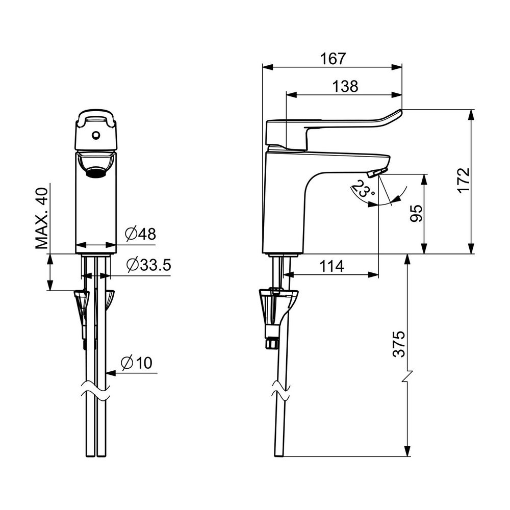 Hansa Clinica Einhebelmischer Waschtischbatterie 4502 Kupferrohr Bügelhebel Bedienhebel... HANSA-45022186 4057304010545 (Abb. 3)