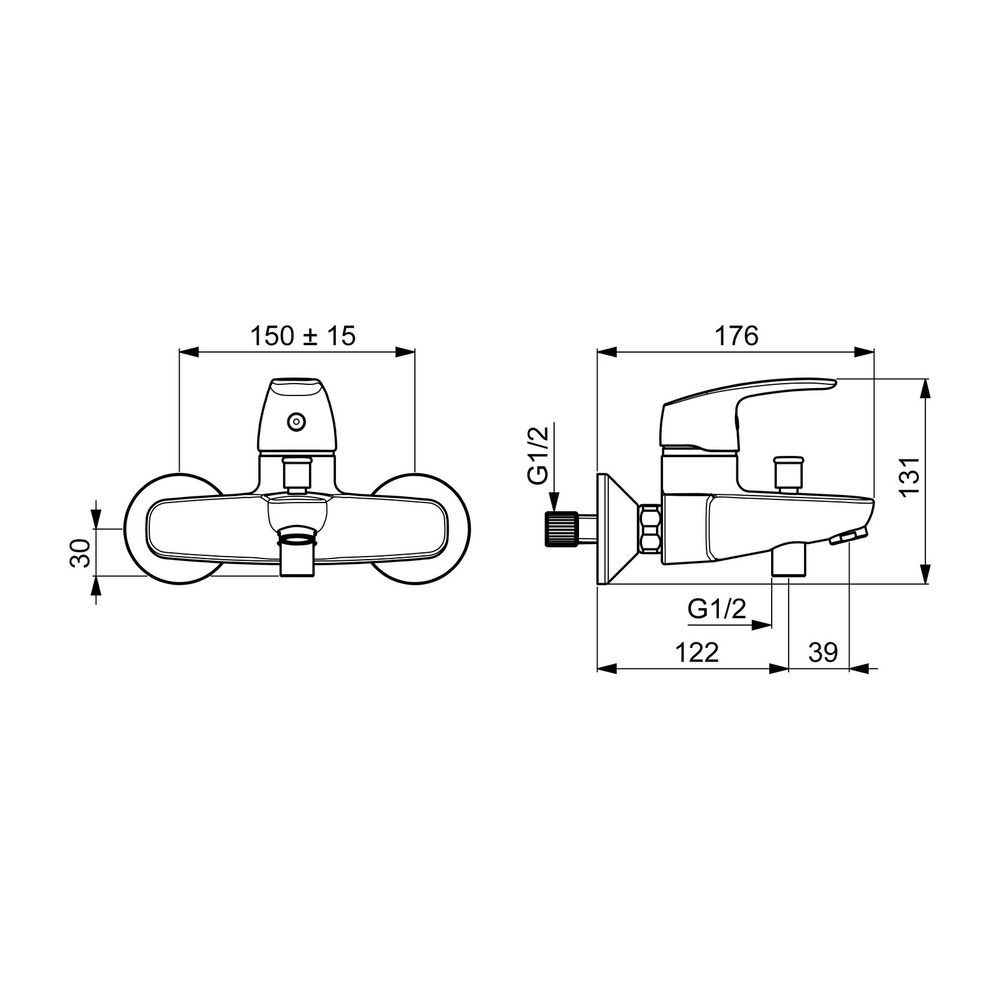 Hansa Pinto Einhebelmischer Wannenfüll- und Brausebatterie 4511 Ausladung 166mm DN15 Ch... HANSA-45112183 4057304003219 (Abb. 3)