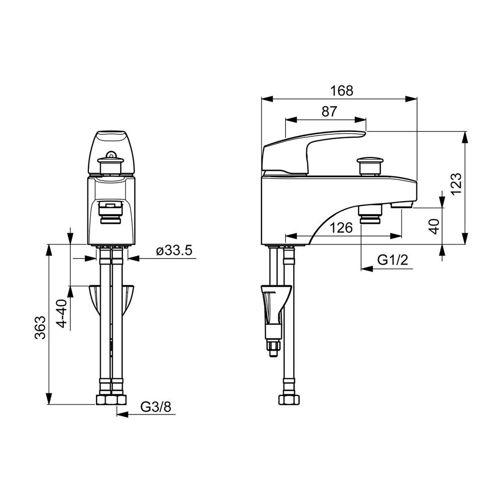 Hansa Pinto Einhebelmischer Wannenfüll- und Brausebatterie 4537 Ausladung 125mm DN15 Ch... HANSA-45372283 4057304003790 (Abb. 3)