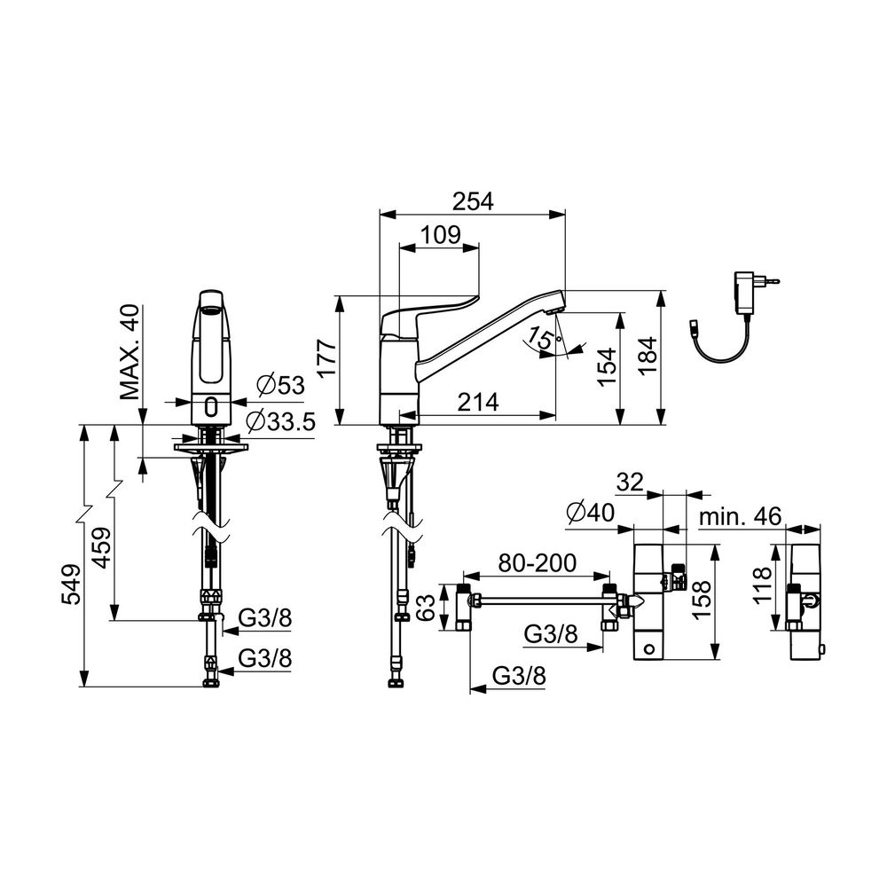 Hansa Care Einhebel-Küchenarmatur, 230/9V, Bluetooth, Ausladung 214mm, Chrom, 46132009... HANSA-46132009 4057304019661 (Abb. 4)
