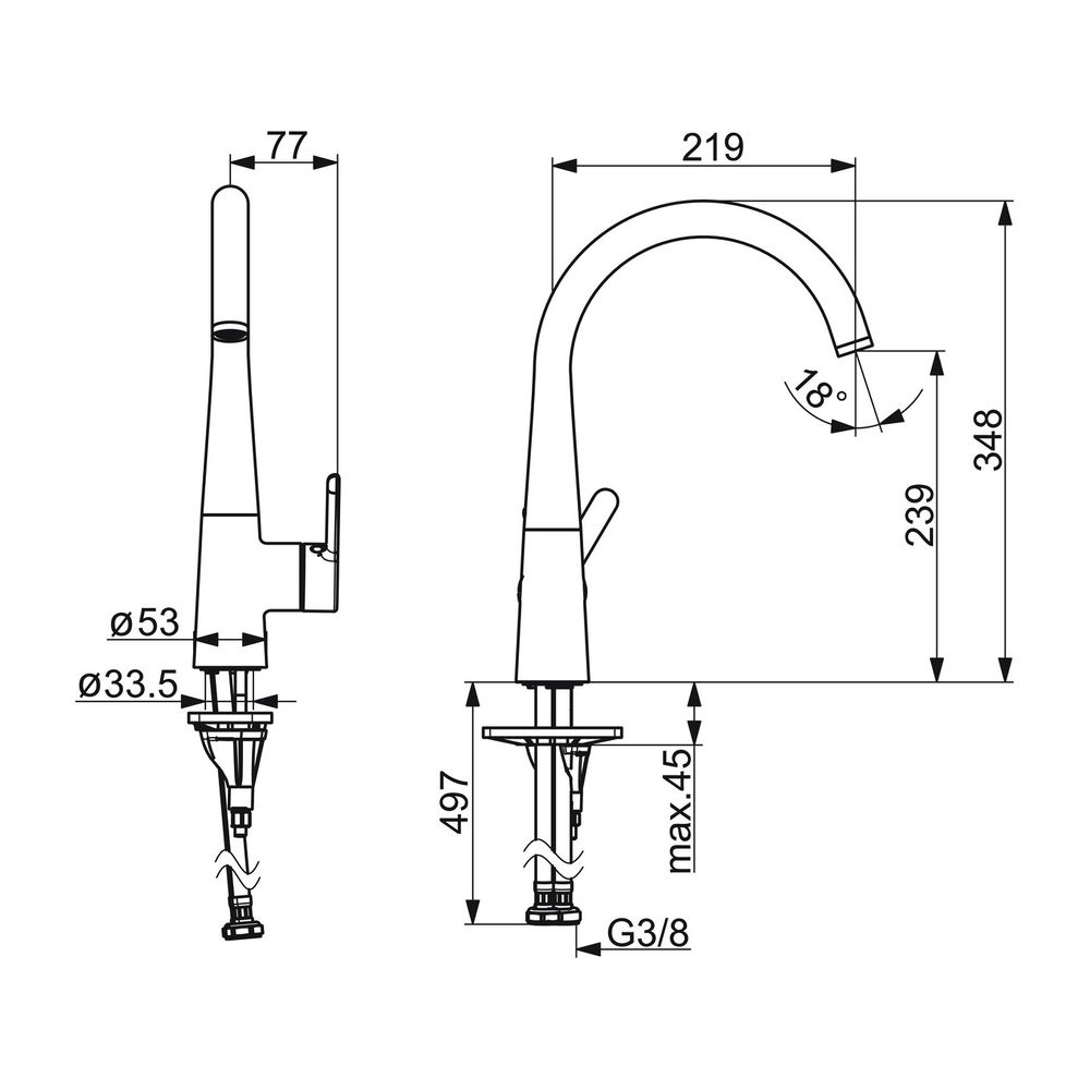 Hansa Designo Style Einhebel-Küchenarmatur, Standmontage, Cascade Strahlregler, Stahl... HANSA-5101228380 4057304020223 (Abb. 3)