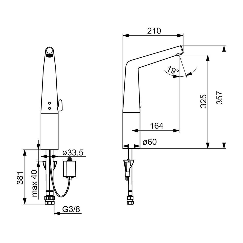 Hansa Designo Waschtischbatterie Style 5194 6V Ausladung 164mm DN15 Chrom... HANSA-51942201 4057304006616 (Abb. 3)