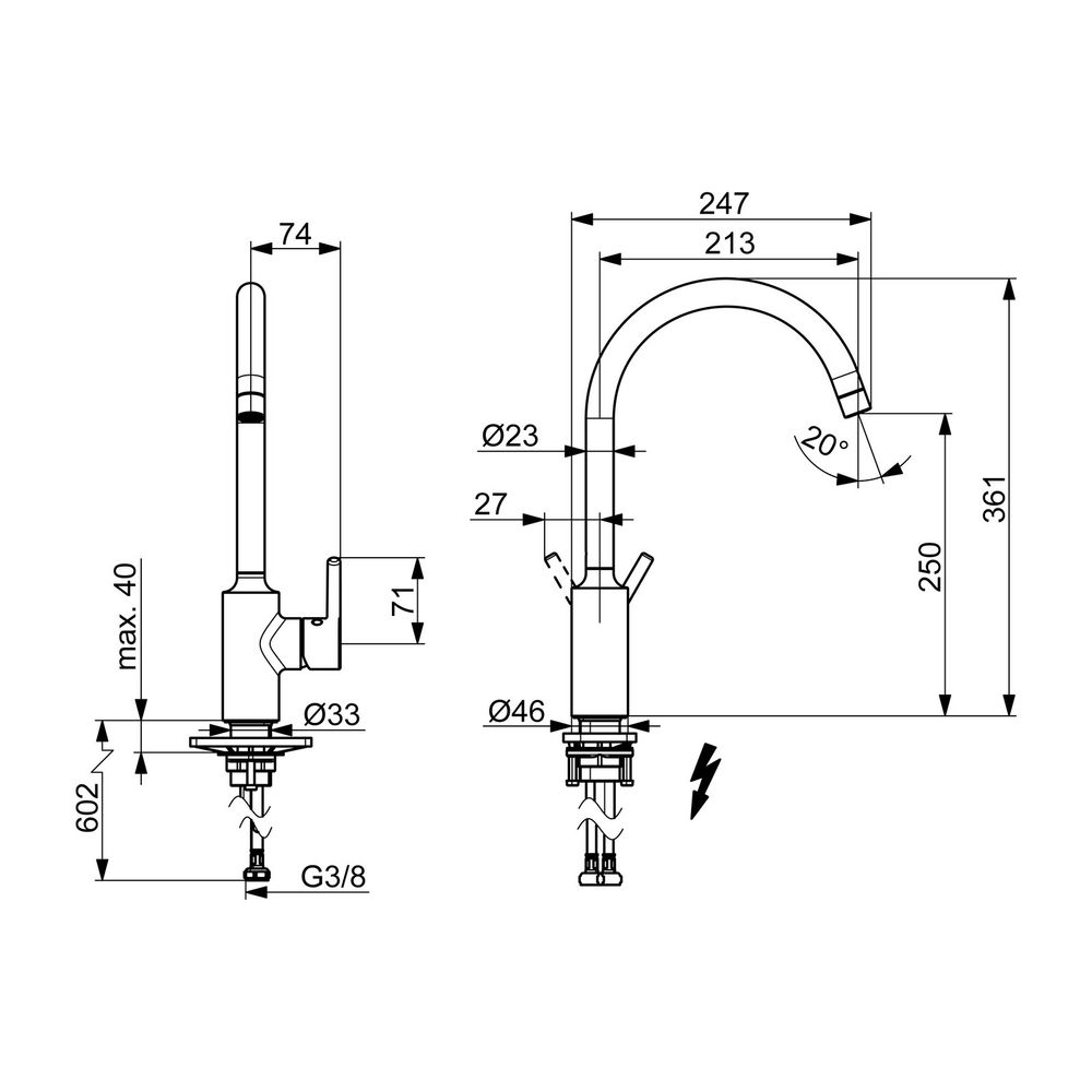 Hansa Vantis Einhebel-Küchenarmatur Standmontage, Niederdruck, Chrom, 52211167... HANSA-52211167 4057304019845 (Abb. 3)