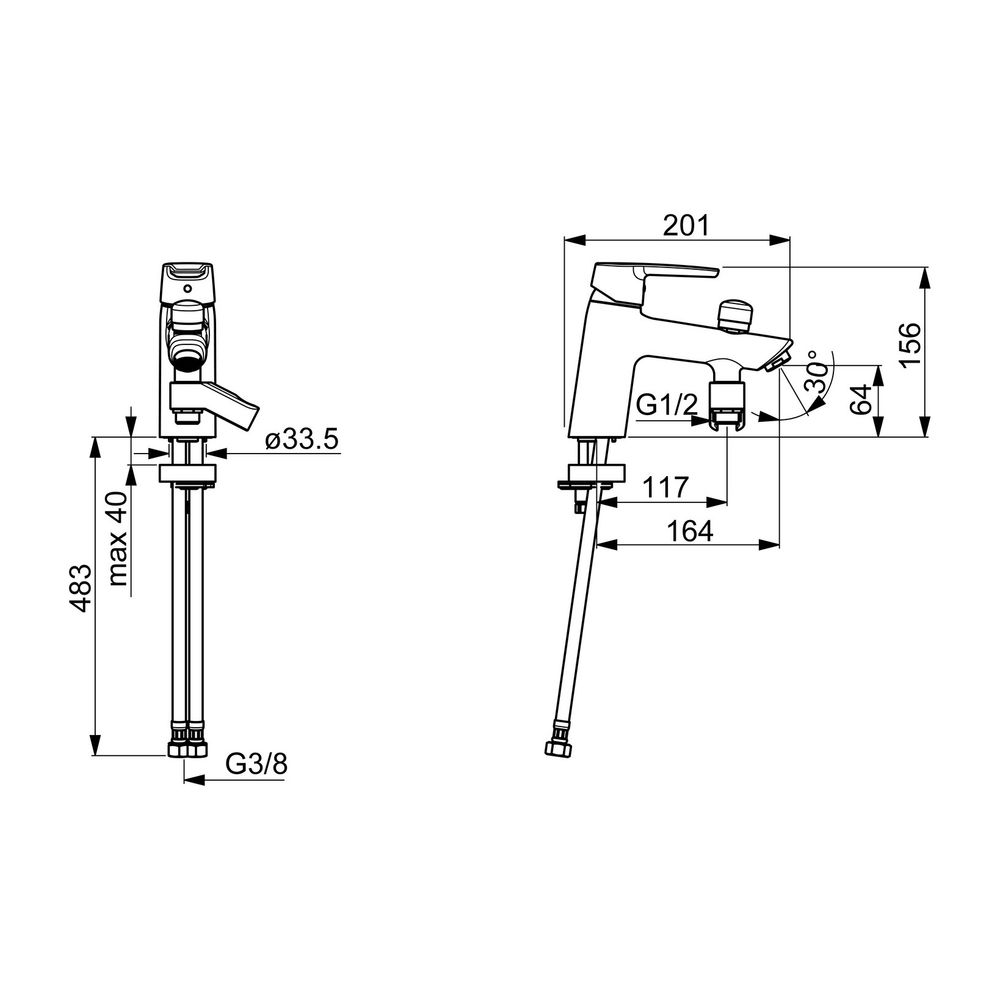 Hansa Polo Einhebelmischer Wannenfüll- und Brausebatterie 5239 Ausladung 164mm DN15 Chr... HANSA-52392293 4057304002953 (Abb. 3)