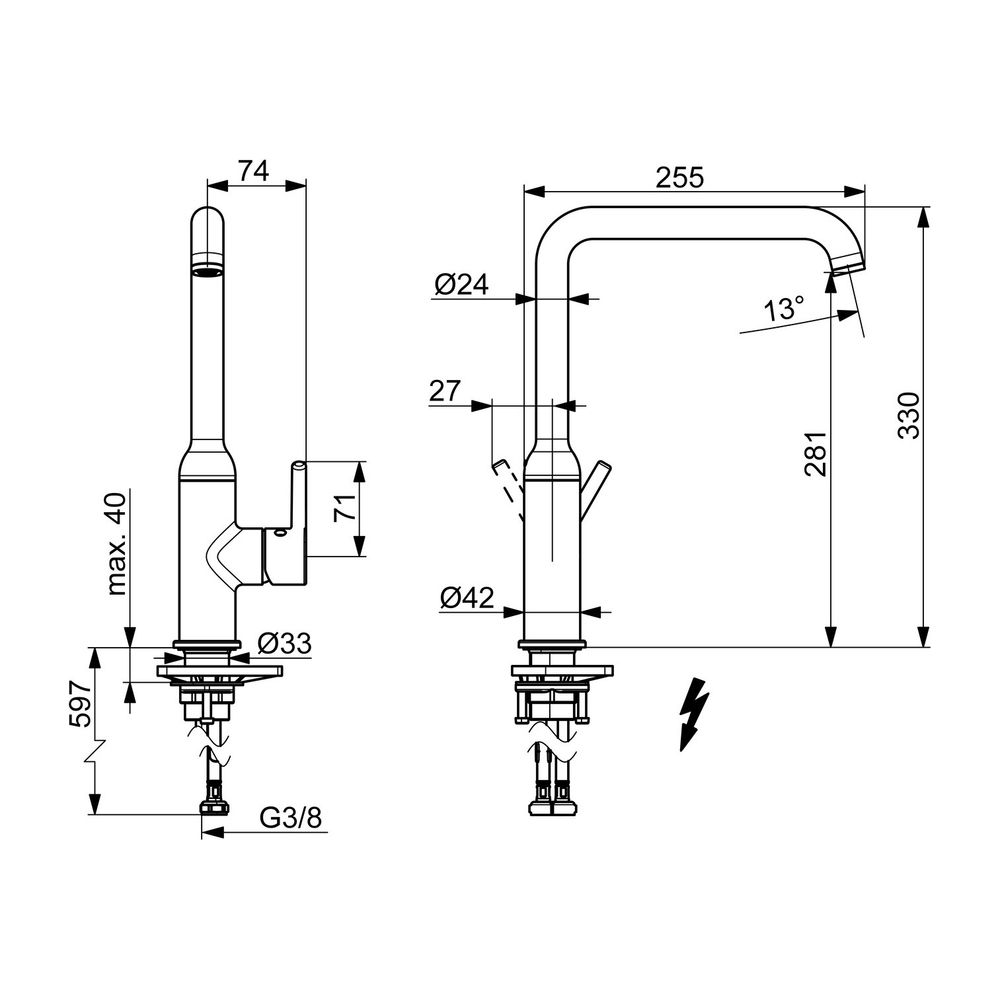 Hansa Vantis Style Einhebel-Küchenarmatur, Standmontage, Niederdruck, Chrom, 54221107... HANSA-54221107 4057304019838 (Abb. 3)