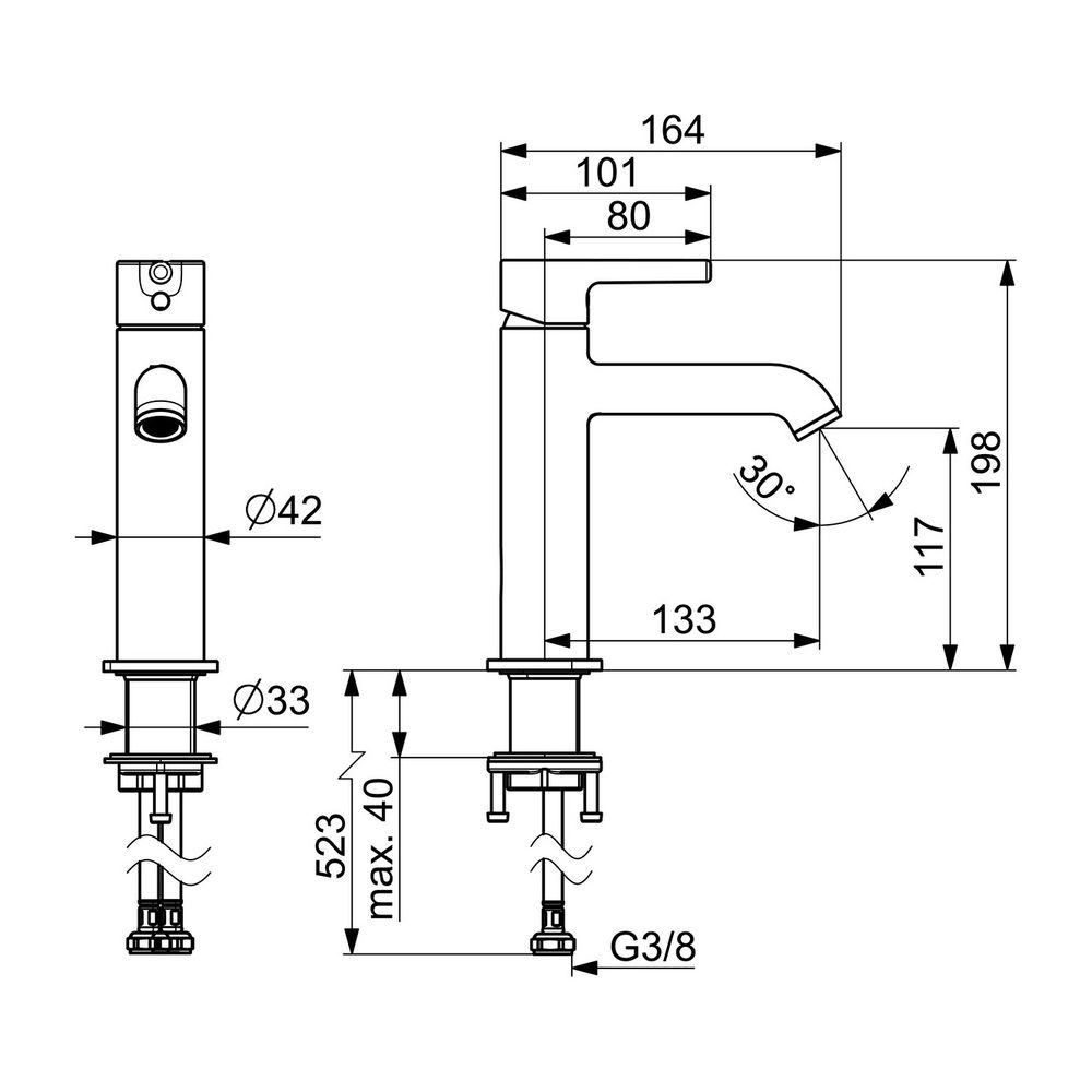Hansa Vantis Style Einhebel-Waschtischarmatur, Standmontage, 6l/min, Matt-Schwarz, 54... HANSA-5437220733 4057304020063 (Abb. 3)