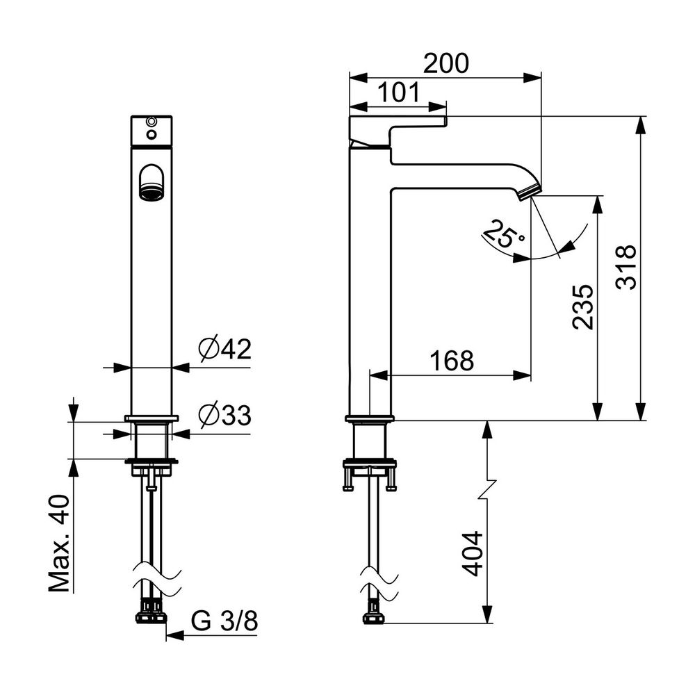 Hansa Vantis Style Einhebel-Waschtischarmatur, Standmontage, Cascade, Matt-Schwarz, 5... HANSA-5447220733 4057304020049 (Abb. 3)