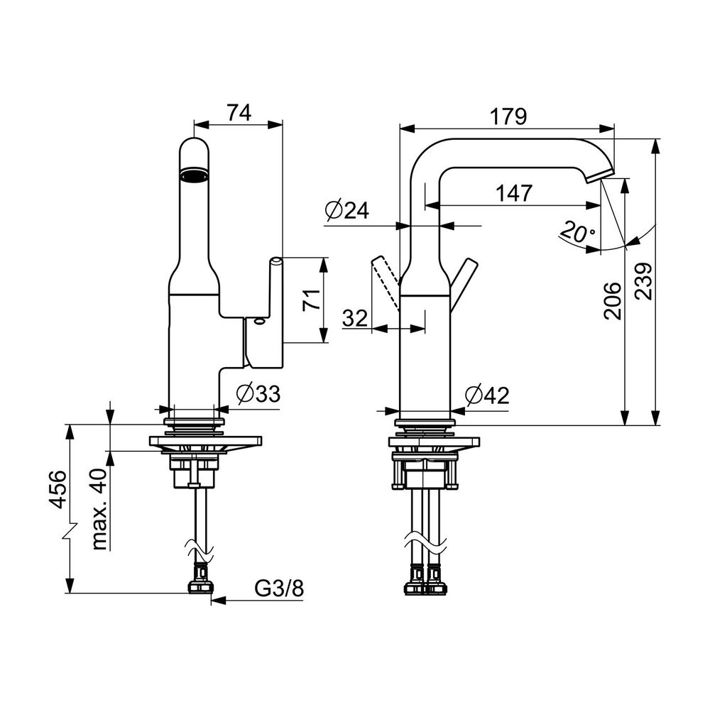 Hansa Vantis Style Einhebel-Waschtischarmatur, Standmontage, schwenkbarer Auslauf, Ma... HANSA-5455220733 4057304020070 (Abb. 3)
